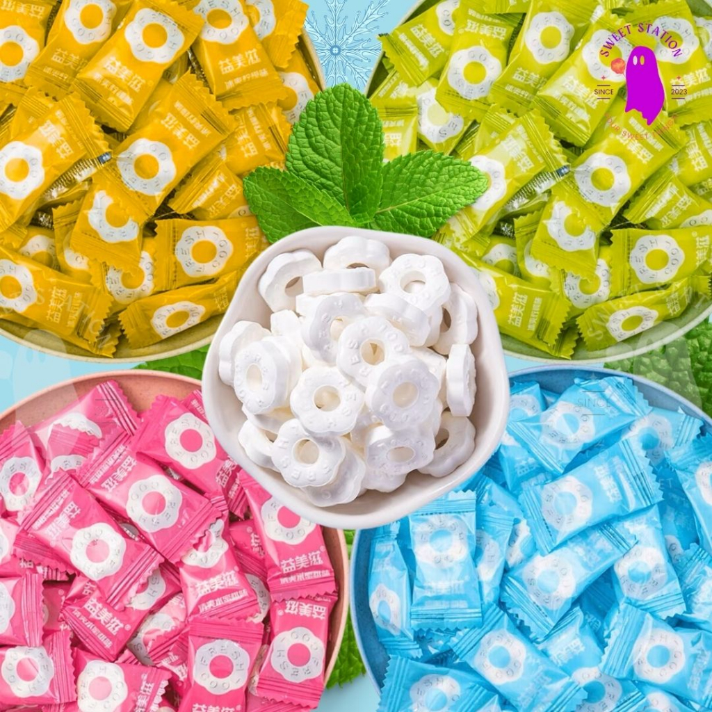 🍃Mint Candy! ลูกอมมิ้นท์ รูปดอกไม้ แพ็ก 50-100 ชิ้น cooling fresh (1เม็ด/1g.) ลูกอมมิ้นท์ หอมหวาน สดชื่น มิ้นท์ซากุระ