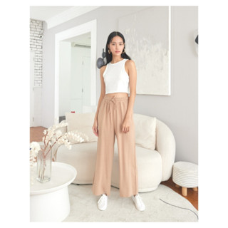 YNO Soid linen look relaxed trousers กางเกงขายาวเอวยางยืดผ้าลินิน 27155