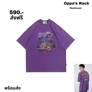 เสื้อยืดสีม่วงสกรีนลาย