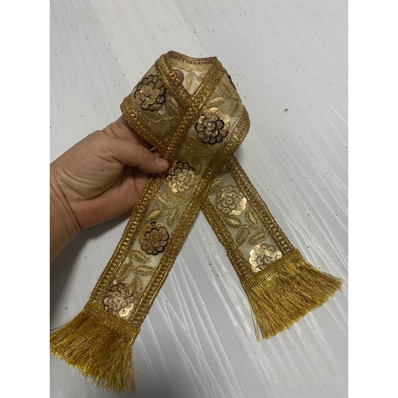 ผ้าสไบห่มพระพุทธรูป ผ้าสไบห่มองค์พร สีทอง