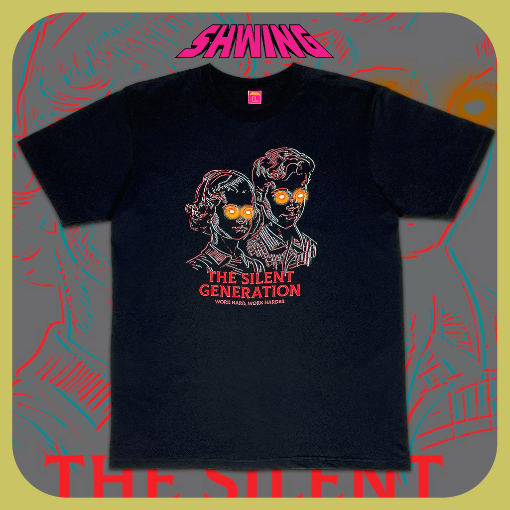 SHWING เสื้อยืดสกรีนสีกัด 😶WORK HARD😶 ผ้านุ่ม Cotton100% ไม่ย้วย ไม่เป็นแผ่น ไม่ร้อนอก รีดทับได้