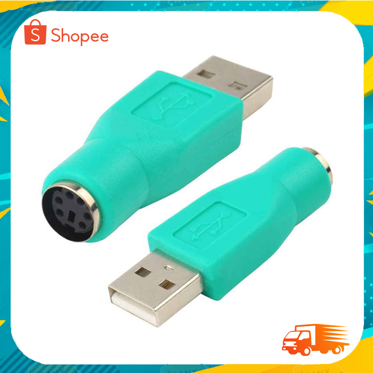 หัวแปลง USB To PS/2 Pc แป้นพิมพ์เมาส์ สำหรับ Keyboard ที่เป็นหัว PS/2 เสียบเข้าคอมที่เป็น USB (สีเขี