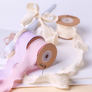 ริบบิ้น wrinkled ผ้ายับขอบหยักสีพื้น(1หลา =90 cm)