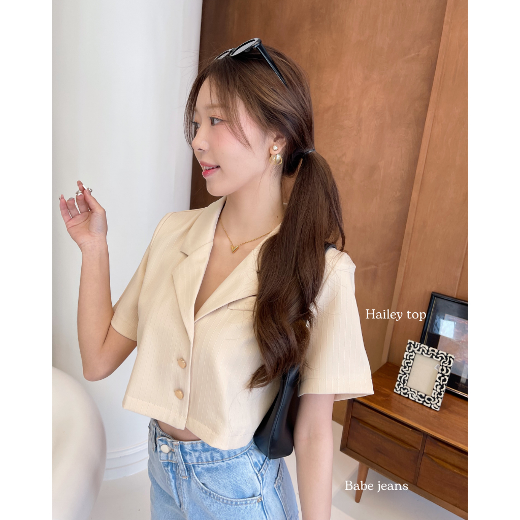 Riley.apparels - Hailey Top 9072 (ได้เฉพาะเสื้อ) มีฟองน้ำซับบ่าติดกระดุมเข้าออกเองได้