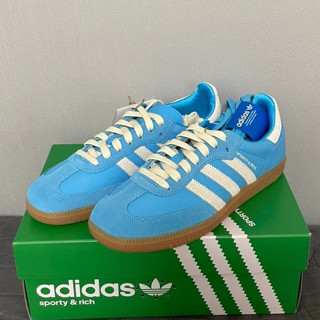 🇰🇷พรีออเดอร์ Adidas x Sporty &amp; Rich Samba Blue Rush Cream White ☁️ - IE6975- preorderoppa