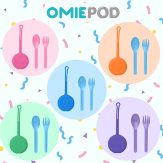 Omie Pod ช้อนส้อม พร้อมสายคล้อง ใช้กับกล่องข้าว Omie