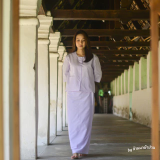 เสื้อแม่ชี แขน 3 ส่วน (เสื้อขาวปฏิบัติธรรมหญิง) รอบอก 36 - 50 นิ้ว (ผ้าป่าน ผ้าไม่หนา-ไม่บาง) ใส่ไปวัด ทำบุญ นั่งสมาธิ