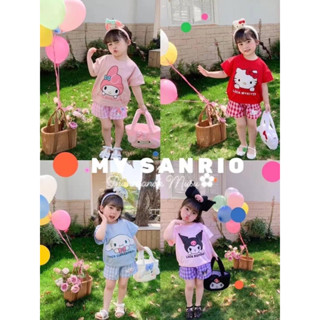 ชุดเซตเด็ก SANRIO 👧🏻 เสื้อยืดคอกลม + กางเกงขาสั้น น่ารักค่ะแม่