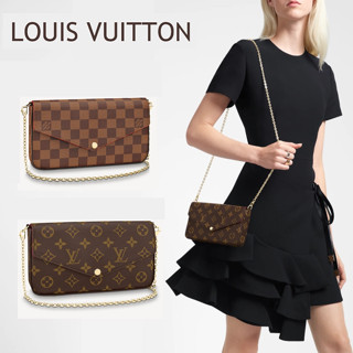 หลุยส์วิตตอง Louis Vuitton POCHETTE FÉLICIE LV bag กระเป๋าสะพายข้างสุภาพสตรี Messenger Bag M81896