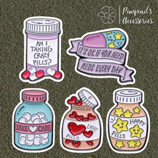 ʕ •ᴥ•ʔ ✿ พร้อมส่ง : เข็มกลัดเซ็ทขวดยา | Medicine Bottle Enamel Brooch Pin Set.