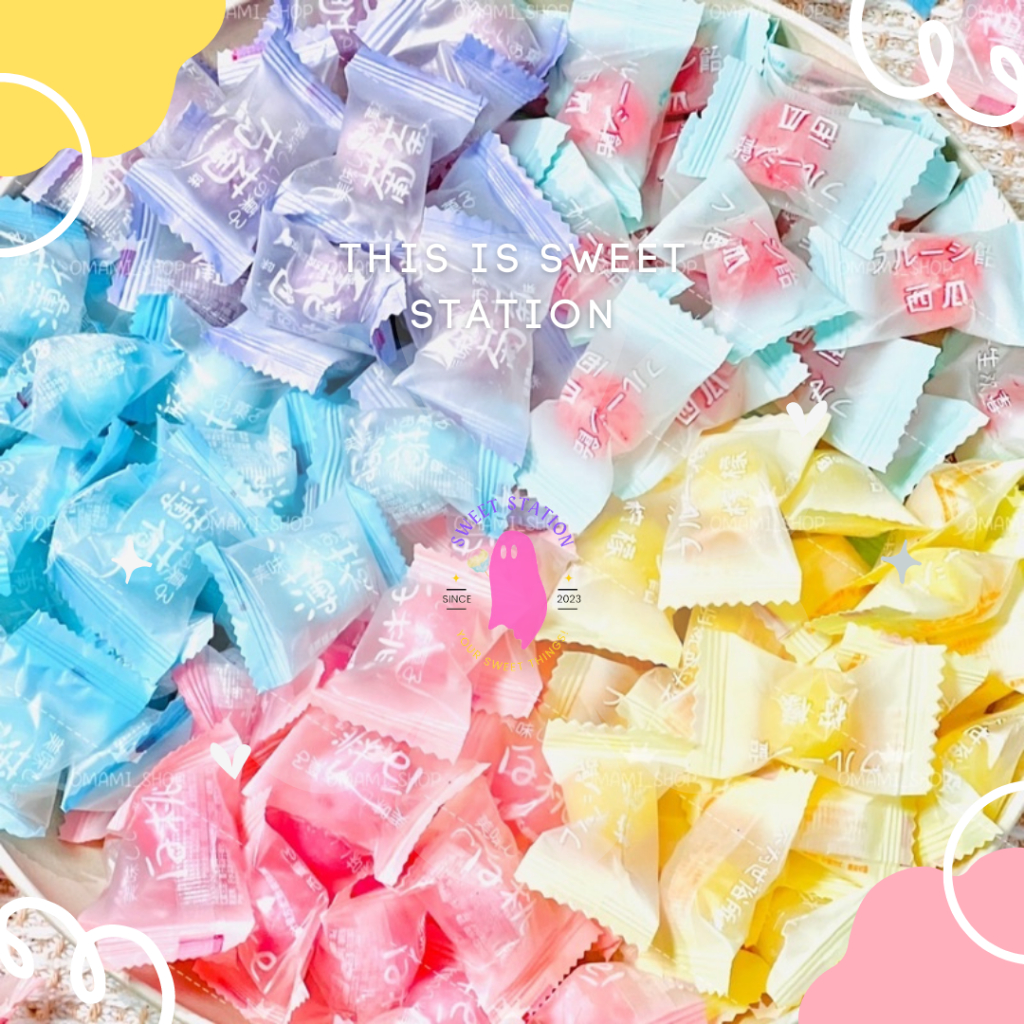 [ลุกอม 1 บาท] Fruity Candy ลูกอมยุค 90s (1เม็ด/5g.) ลูกอมรสผลไม้ มีรสให้เลือกเยอะ รสแตงโม พีช เลมอน 
