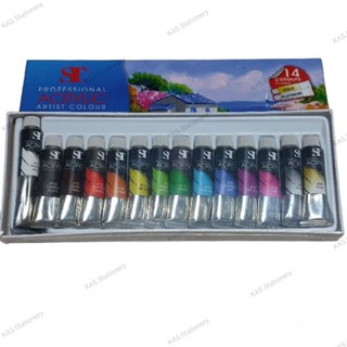 สีอะคริลิค ST หลอด 12 สี , 14 สี