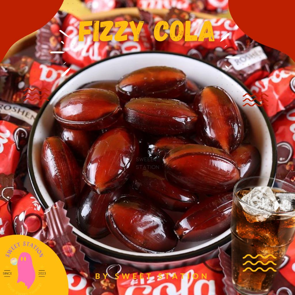 Fizzy Cola ลูกอมโคล่าสอดไส้ผงโซดา แพ็ก 50-100 ชิ้น นำเข้าจากยูเครนแท้ 100% รสชาติหวานอมเปรี้ยว ลูกอม