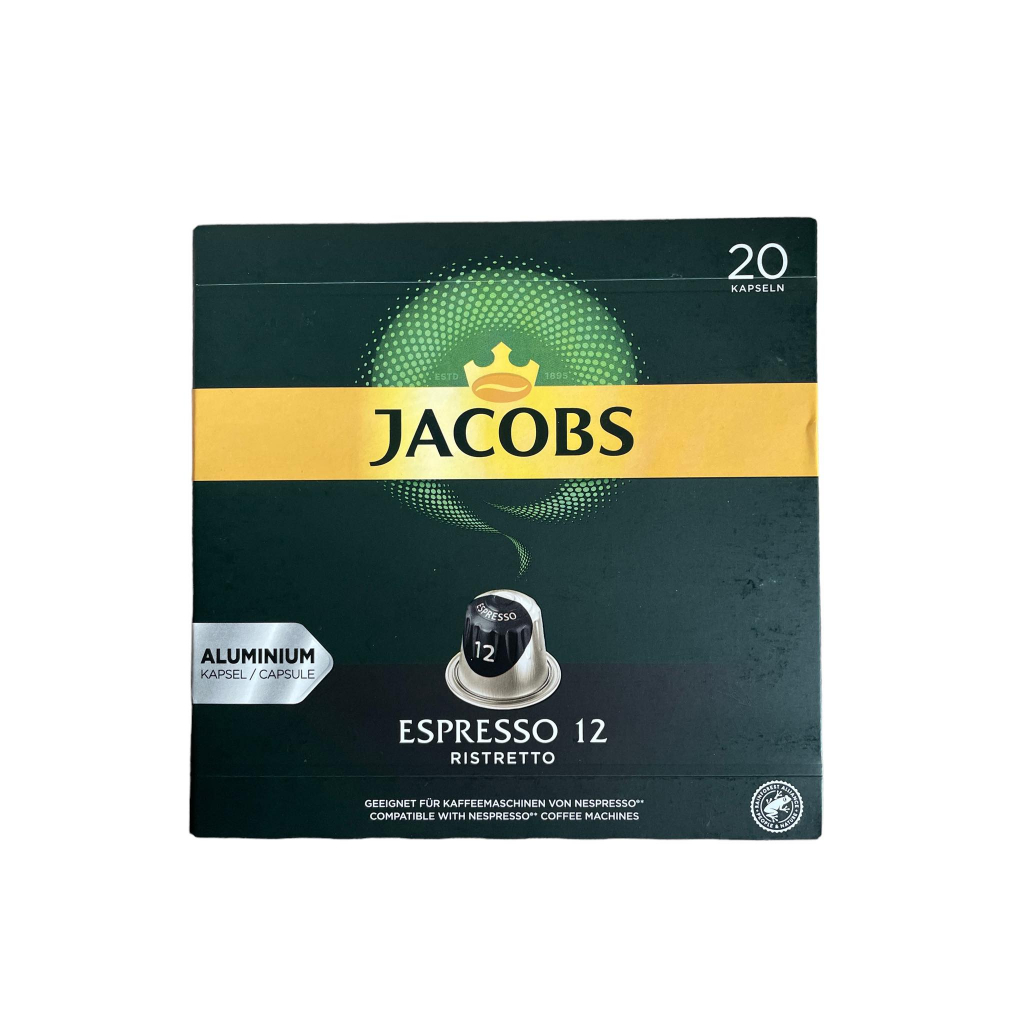กาแฟแคปซูล Nespresso Jacobs Capsule Espresso Ristreto 12 สำหรับเครื่องเนสเปรสโซ่ 1 กล่อง มี 20 แคปซูล