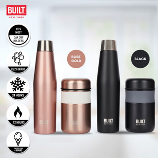 BUILT NY Apex Insulated Water Bottle &amp; Food Flask SET Gif Box, Stainless Steel Vacuum Insulated Sports Water Bottle and Wide Mouth Vaccum Food Flask Container กระบอกน้ำฉนวนสแตนเลสเก็บอุณหภูมิและกระติกอาหาร