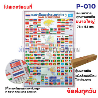 (สินค้าขายดี)โปสเตอร์เพื่อการศึกษา ธงชาติของประเทศต่างๆ FLAG OF THE WORLD