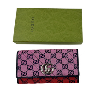 Gucci long wallet zippy สีชมพู เขียว กระเป๋าสตางค์ กุชชี่ ใบยาว ฝาพับ ของแท้ ผู้หญิง แบรนด์เนม