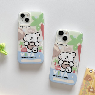 เคสลายน้องหมาสีขาวถือมะพร้าว เคสไอโฟน พร้อมส่ง เคสสำหรับ IPHONE CASE 11-14PROMAX