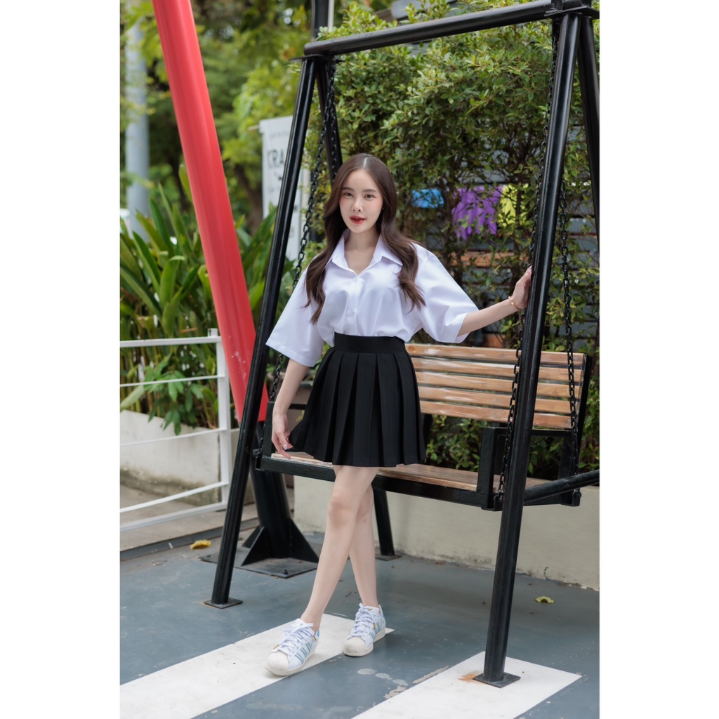 กระโปรง พลีท จีบทวิส เอวขอบ กระโปรงพลีท เอวขอบจีบทวิส ผ้านาโน เนื้อผ้าหนา ผ้าทิ้งตัวมีน้ำหนัก ความยาว 16,18 เอว 23-30 “ - รูปที่ 3