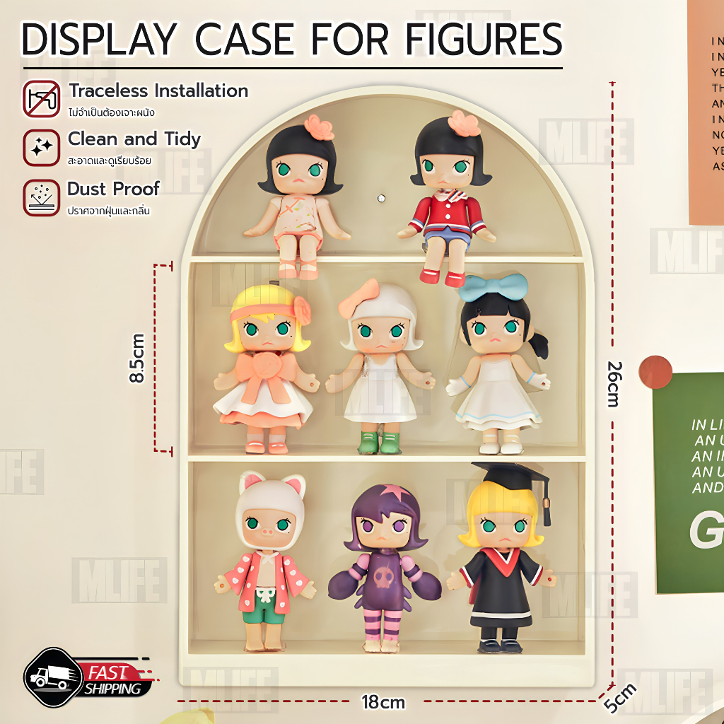 MLIFE - ชั้นวางโมเดล ชั้นวางติดผนัง กล่องโมเดล - Figure Model Wall Mount Popmart