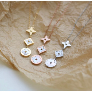 lovely necklace stainless steel |ส่งจากไทย🚩สร้อยคอสแตนเลสงานดอกLVโดนน้ำโดนเหงื่อได้ ไม่ลอกไม่ดำ