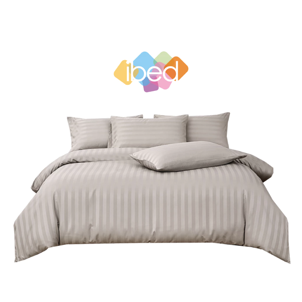 ibed ชุดผ้าปูที่นอนทอลายครบเซ็ท Softex Satin (ทอลายริ้ว) Latte milk - STRIPED COLLECTION thumbnail 3