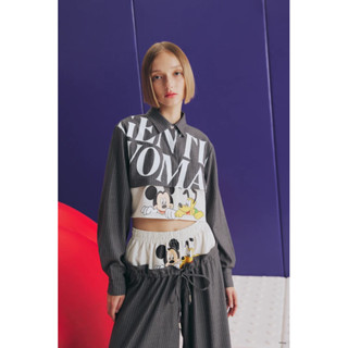 พร้อมส่ง‼️GENTLEWOMAN เสื้อ MICKEY &amp; PLUTO LONGSLEEVE CROP SHIRT