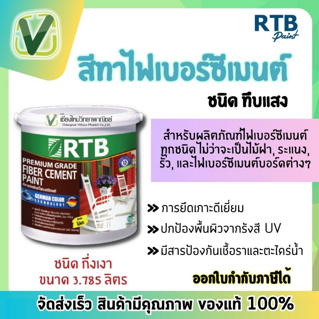 (สินค้าล็อตใหม่) RTB สีทาไม้ฝาไฟเบอร์ซีเมนต์ โปร่งแสง 3.785 ลิตร ทาสวยเหมือนไม้จริง สูตรน้ำไม่มีกลิ่นฉุน