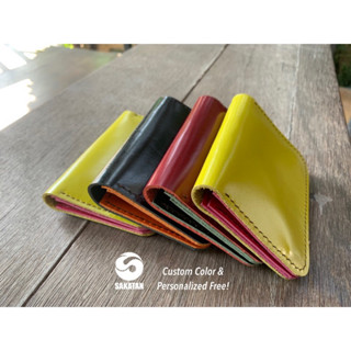 กระเป๋าสตางค์หนังแท้แฮนด์เมดหลากสี Minimalist Handicraft Colorful Leather Wallet Personalized