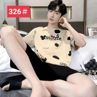 🧸🔥M-4XL(ราคาถูกที่สุด) ชุดนอนผู้ชาย， ผ้าฝ้ายเนื้อนุ่ม， ลายการ์ตูน，หลากหลายรูปแบบ， ขาสั้น+เสื้อยืด