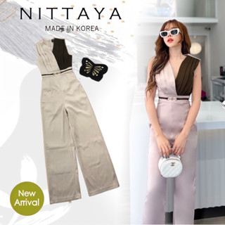 #Nittaya #ป้ายNittaya  จั๊มกางเกงขายาวเนื้อผ้าซาติน XS S M L งานใส่สวย Pattern เป๊ะ