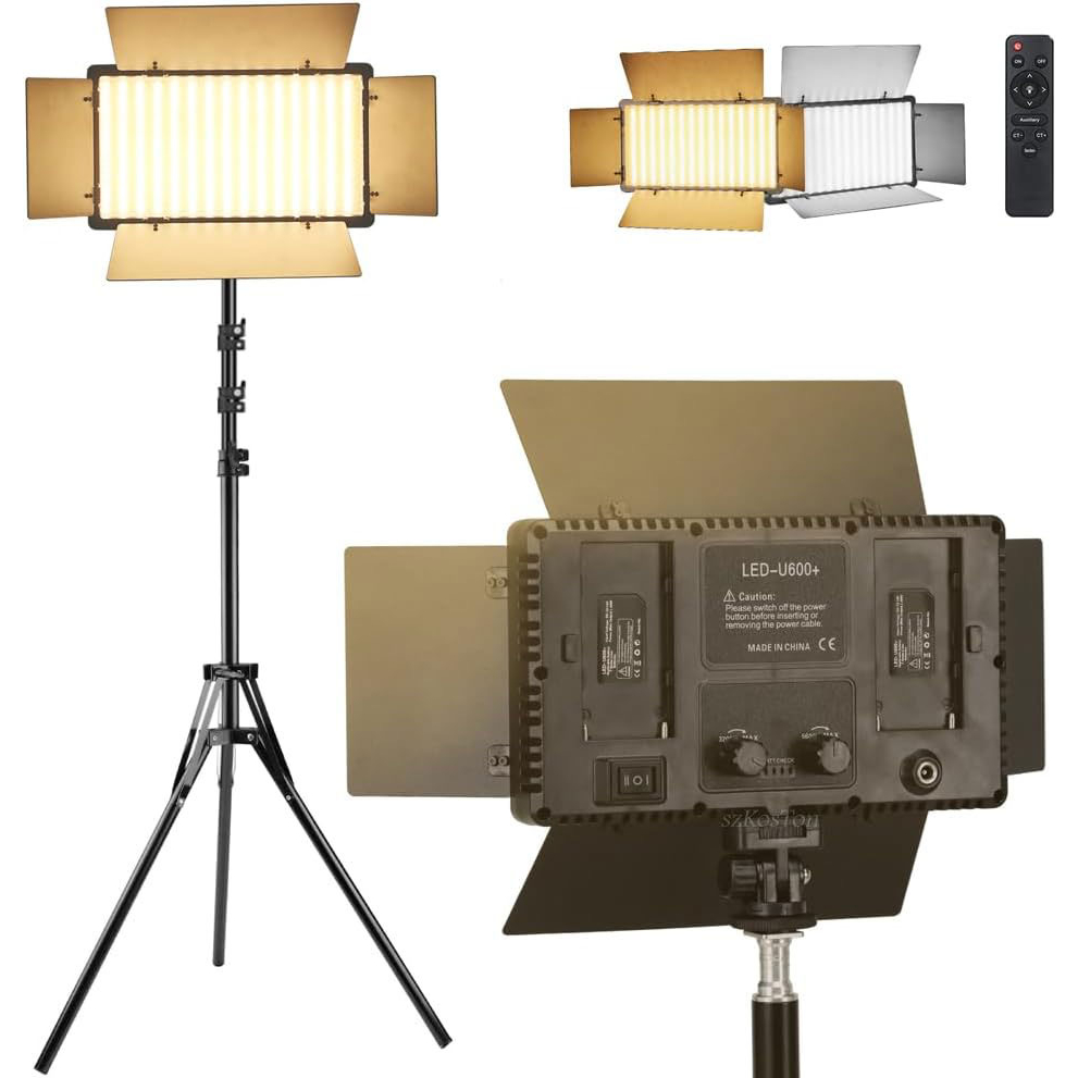 Professional Photo & Video LED Light Kit Pro LED 600+ 800+ มีแบต 2 ก้อน นอกสถานที่ได้ พร้อมขาตั้ง(มีแบตเตอรี่ในตัว)