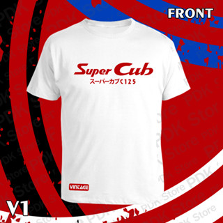 เสื้อยืด คอกลม แขนสั้น ลาย  Super cub c125 + ภาษาญี่ปุ่น สกรีน Flex pu  ขอบสวย คมชัด ผ้า cotton 100%