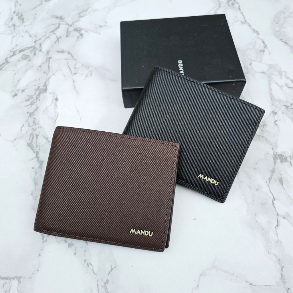 กระเป๋าสตางค์ผู้ชาย สุดคลาสสิค หนัง PU อย่างดี พร้อมกล่อง แบรนด์ MANDU No.HC5302-010