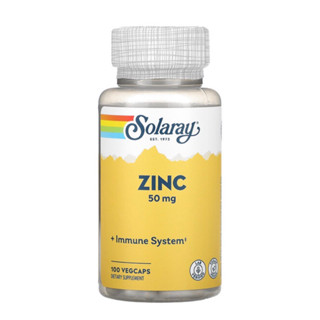 พร้อมส่ง Solaray Zinc 50 mg  (zinc amino acid) ขนาด 100 แคปซูล - ซิงค์ สังกะสี สิวหายไว ลดสิว ลดความมันบนใบหน้า