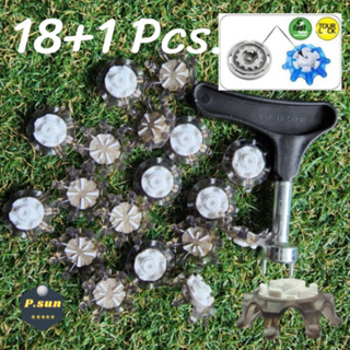 ปุ่มรองเท้ากอล์ฟ 18 pcs. + ตัวไข Spikes golf cleats tour lock insert system+ wrench tool remove spikes .