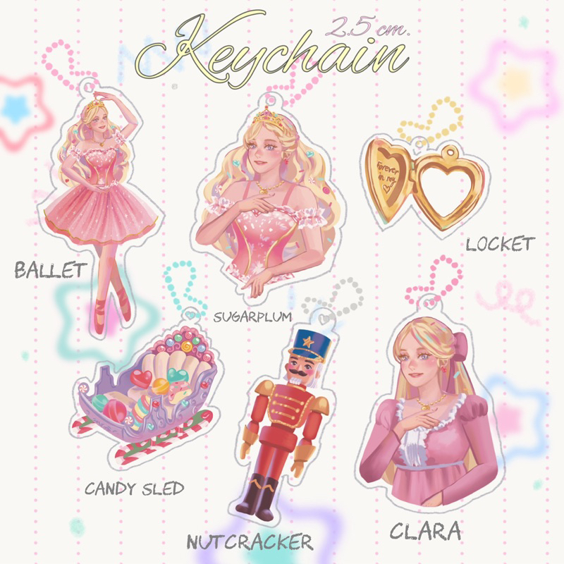 Glitter Acrylic Keychain 2.5 cm น่ารักมากก พื้นรองใส ในราคาย่อมเยาว์พร้อมโซ่ไข่ปลา