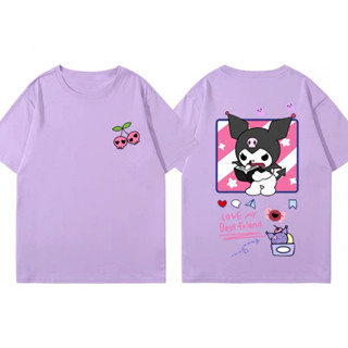 แฟชั่น Fantasy magic kuromi Baku อะนิเมะเสื้อยืดคู่ชายและหญิงผ้าฝ้ายแท้ฤดูร้อนแขนสั้น เสื้อผ้า