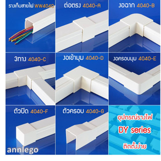 อุปกรณ์ ข้อต่อ รางไฟพลาสติก PVC ยี่ห้อ PRI รุ่น 4040 1 แพค มี 5 ชิ้น, (ราง 1 แพค มี 1 เส้น)