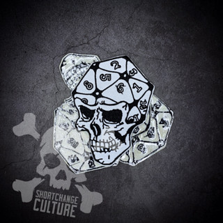 ตัวรีดติดเสื้อ ตัวรีดลายปัก อาร์มปัก Head Dice Skull Patch - 10cm(L)x7cm(W)