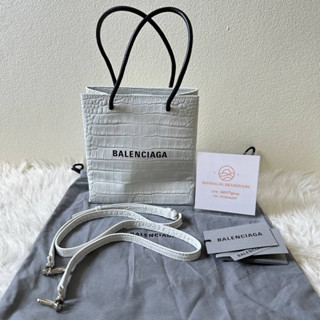 New Balenciaga xxs shopping bag croc White