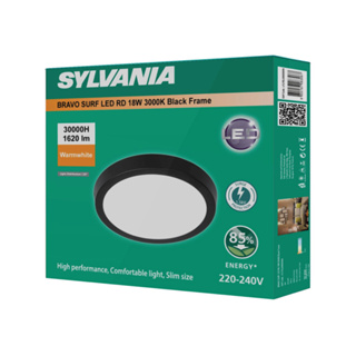 SYLVANIA โคมไฟดาวน์ไลท์ติดลอย รุ่น BRAVO SURF LED RD 18W 3000K Black Frame(หน้ากลม) ขอบดำ แสงวอร์มไวท์