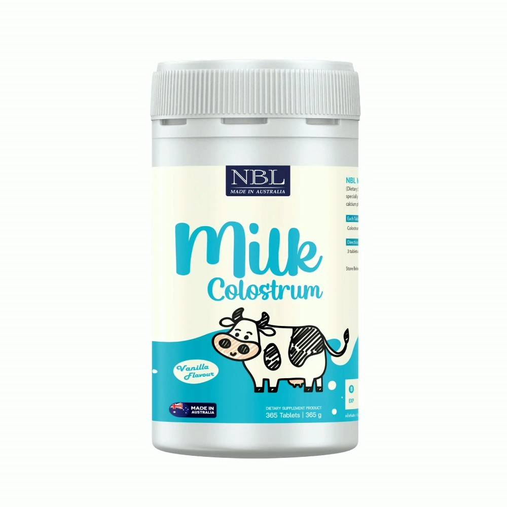 NBL Milk Colostrum Vanilla Flavours นมอัดเม็ดเข้มข้นสูง มิลค์ โคลอสตรุ้ม รสวนิลา ขนาด 365 เม็ด