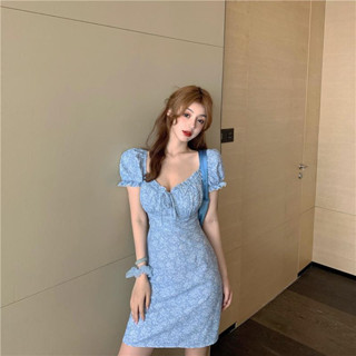 เดรสมินิมอล blue dress เดรสแฟชั่น เสื้อผ้าแฟชั่นผู้หญิง