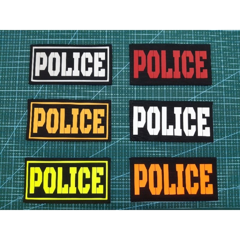 ป้าย POLICE ขนาด 7×14 cm ฟอนเหลี่ยม