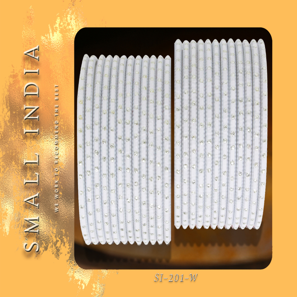 {**ส่งฟรี**} SMALL INDIA   12Bangles Bracelets Set ‘WHITE shades’ กำไลข้อมือ   Women Jewelry