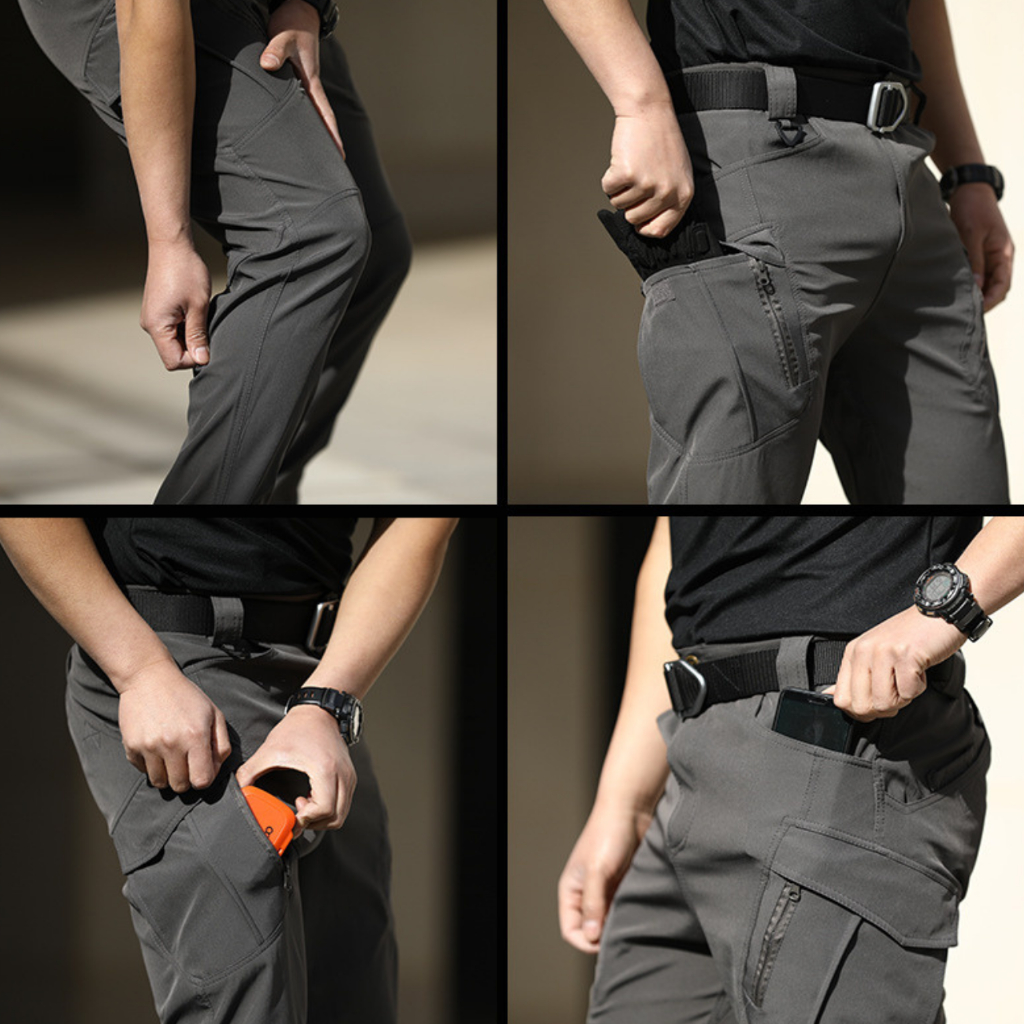 IX9 กางเกงคาร์โก้ กางเกงยุทธวิธี ผ้ายืด มีซับใน มีช่องกระเป๋าหลายช่อง XS-5XL - 4
