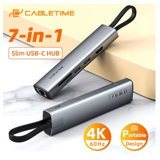 CABLETIME ใหม่ USB-C 7in1 Multifunctional Adapter Hub For Mcbook, Laptop