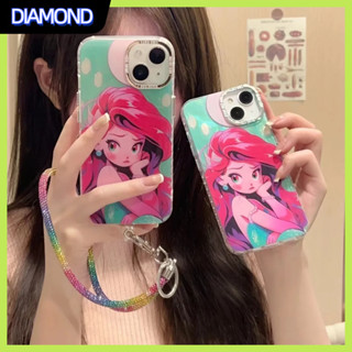 💲คูปองเคลม💲เคสไอโ case for iphone 11 12 นางเงือกผู้น่าสงสาร พร้อมโซ่ เคส 14 13 12 11 pro max ซิลิโคนเหลวมีความทนทาน