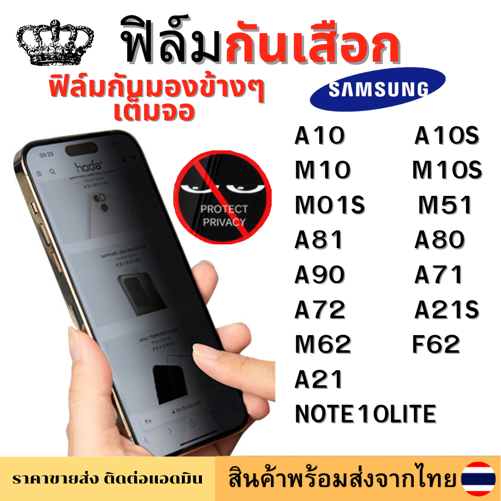 ฟิล์มกันมอง ฟิล์มกันเสือก Samsung A10 M10 A10S M10S M01S NOTE10LITE A81 A80 A90 A71 A72-4G A72-5G M5